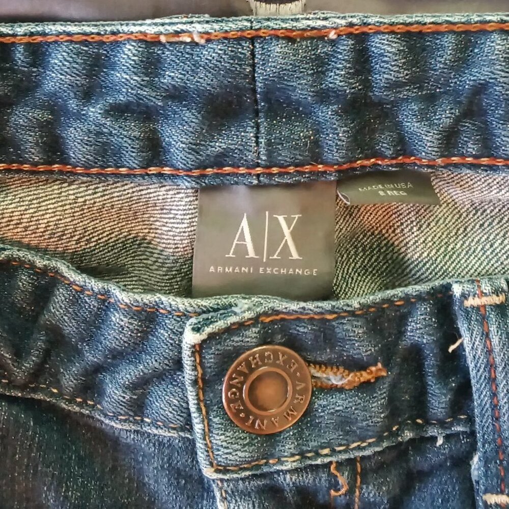 Armani Exchange π Womens Gorgeous Boot Cut Denim Distressed Wash Blue Jeans π - Picture 8 of 14